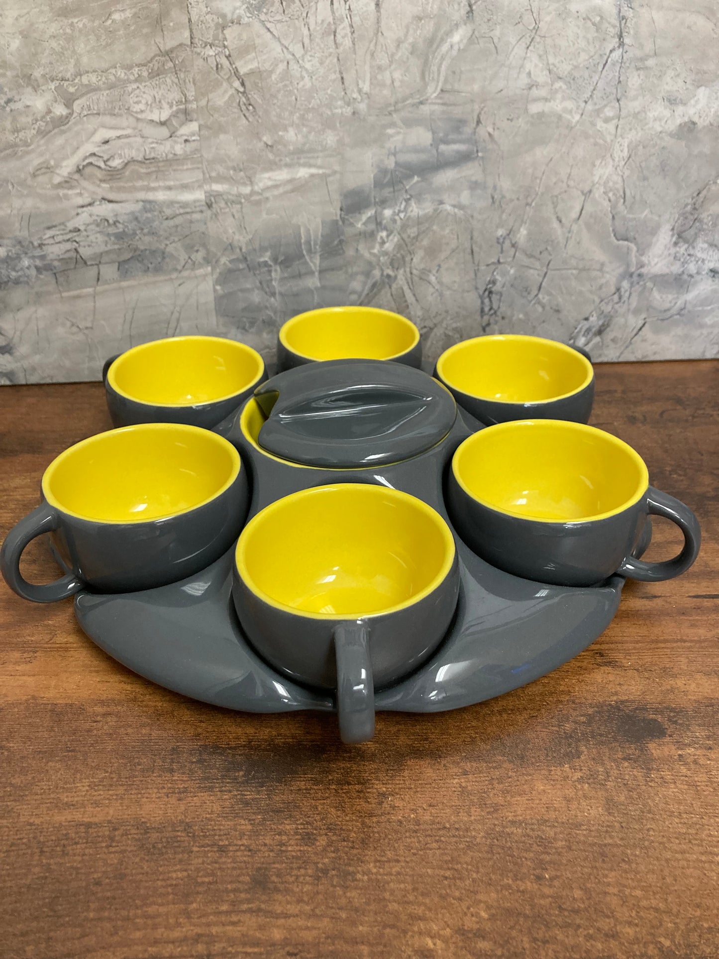 Coffee and tea set with tray and candy dish 3 in one .Ceramic.