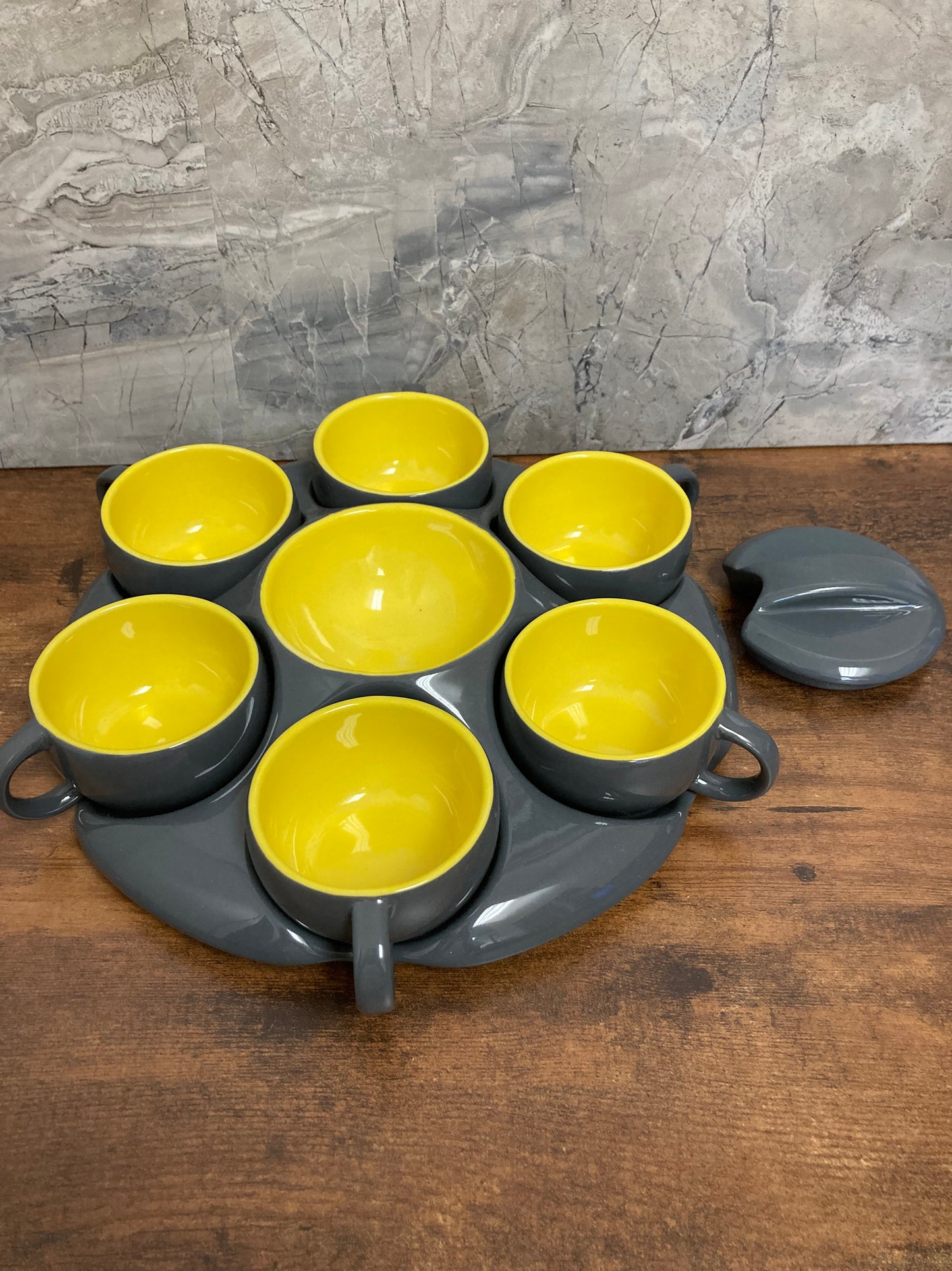 Coffee and tea set with tray and candy dish 3 in one .Ceramic.