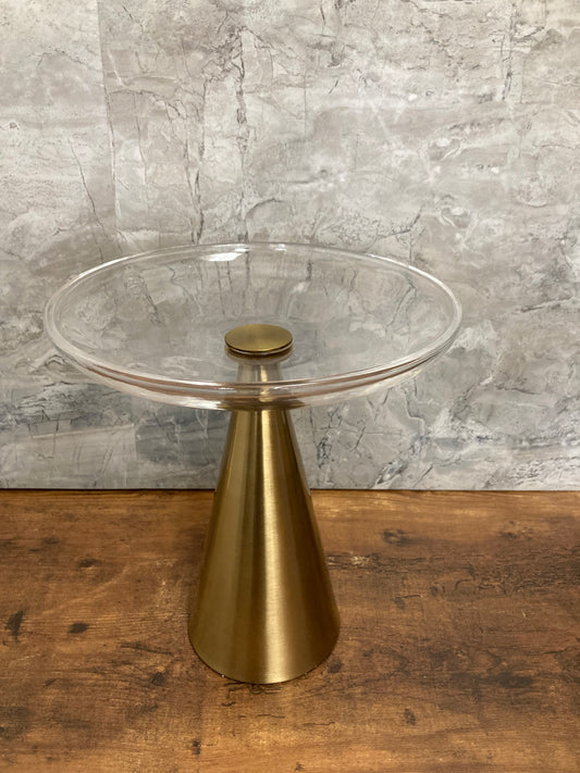 Center piece fruits cake glass top and metal base elegant classy unique home decor .