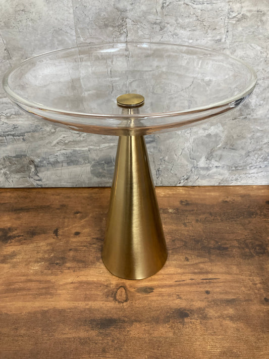 Center piece fruits cake glass top and metal base elegant classy unique home decor . Large.