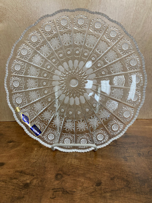 Bohemia Crystal hand cut 500 PK round serving plate fruits home decor .Eternal elegance .