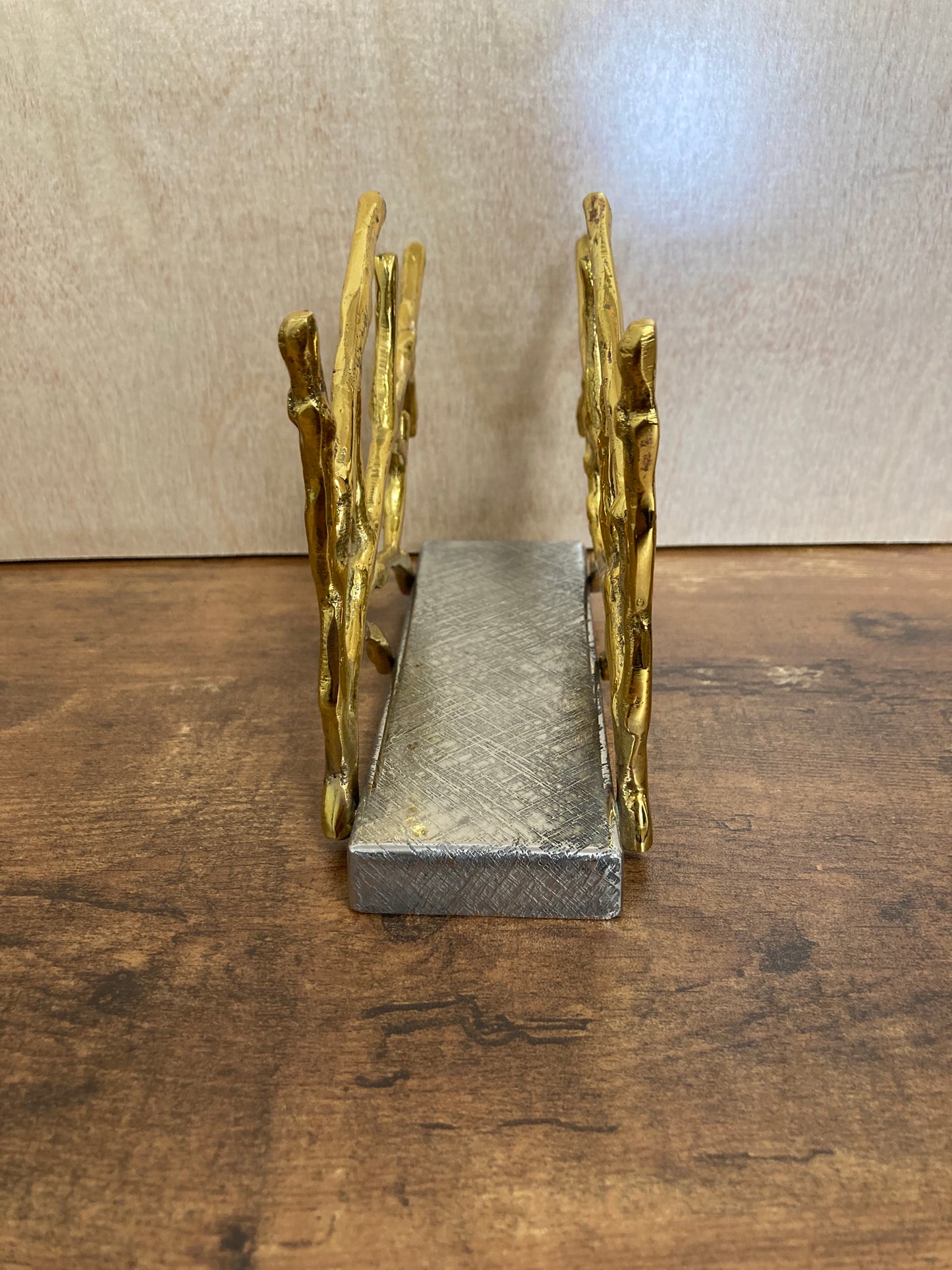 Stainless steel & Brass napkin holder , Gold and silver branch pattern brushed finish. Home decor.