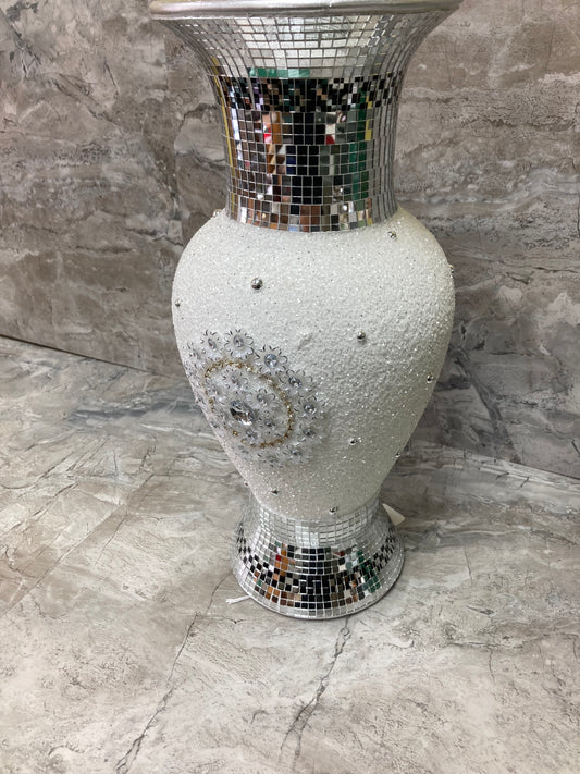 Flower Vase mirror with stones elegant and shinny. Home decor.
