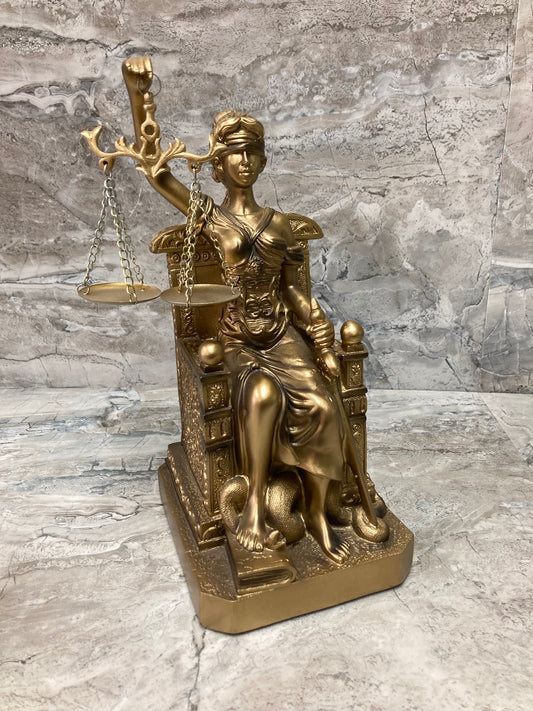 Figurine Lady Justice bronze color antique look  ,Statue home Decor Elegant Poly Resin.