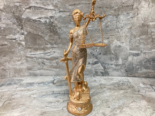 Figurine Lady Justice gold color ,Statue home Decor Elegant and classy.