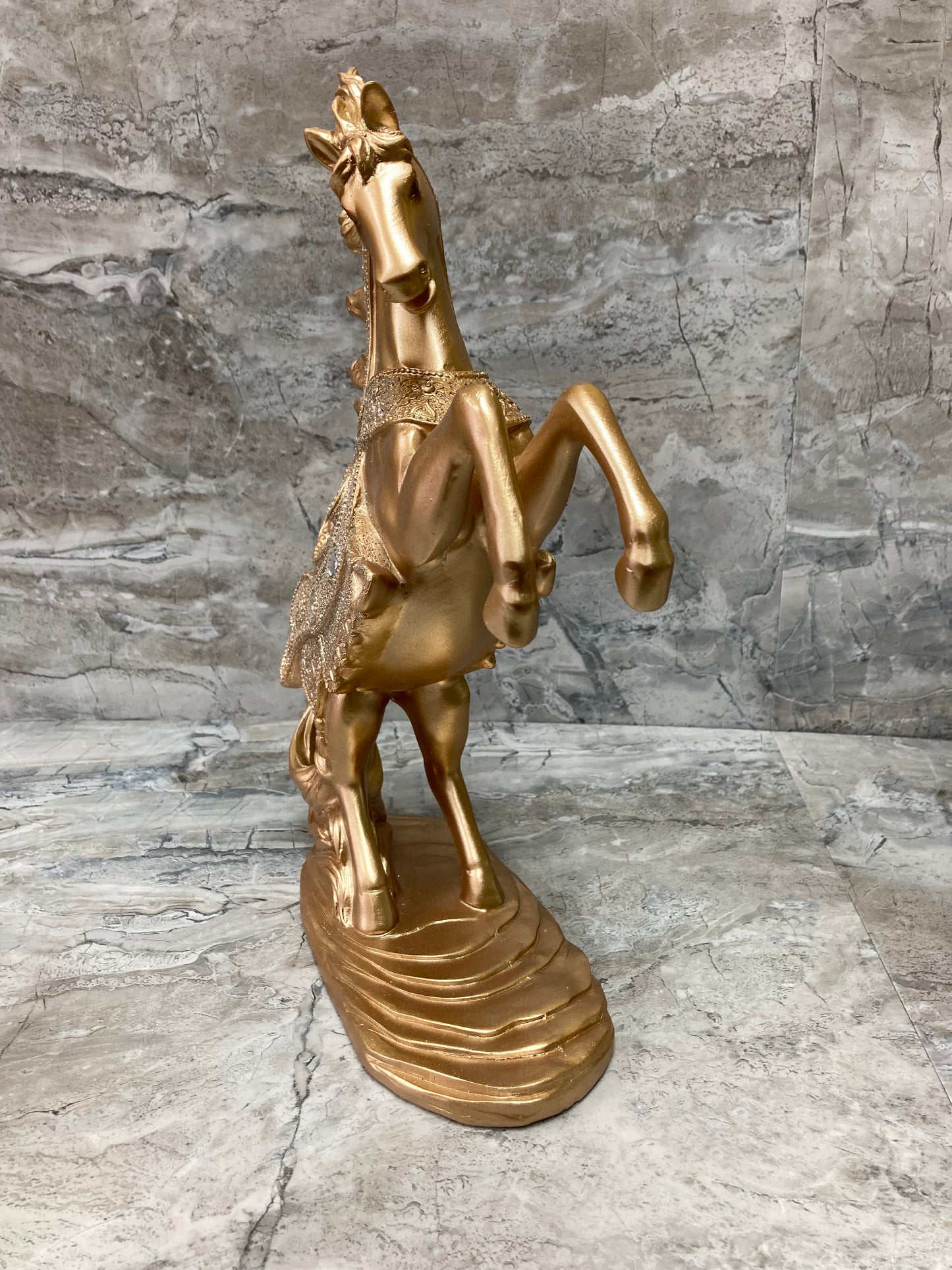 Figurine Golden Horse statue home decor golden Stallion  Glitter.