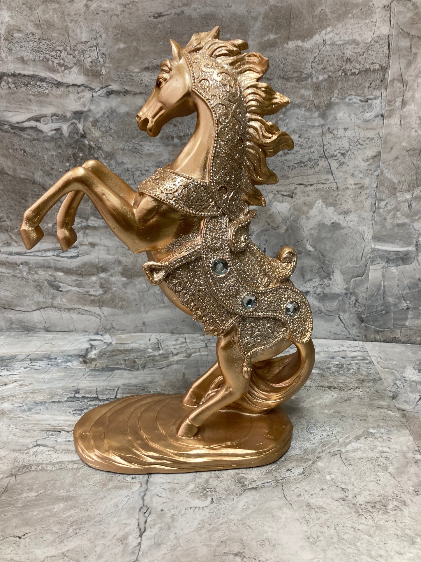 Figurine Golden Horse statue home decor golden Stallion  Glitter.