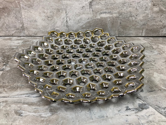 Serving Ceramic dish plate tray fruits ,silver color .Home decor.