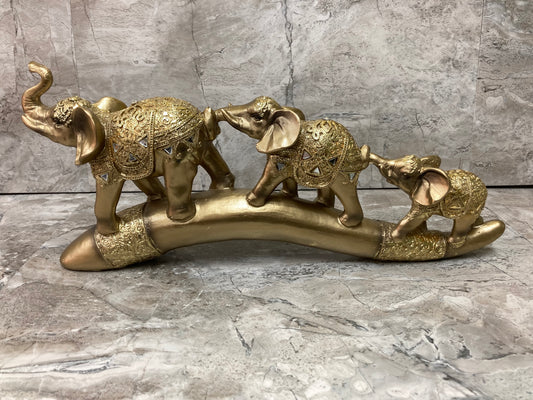 Figurine Elephant Mom and babies bronze color antique look elegant and classy. Home decor.