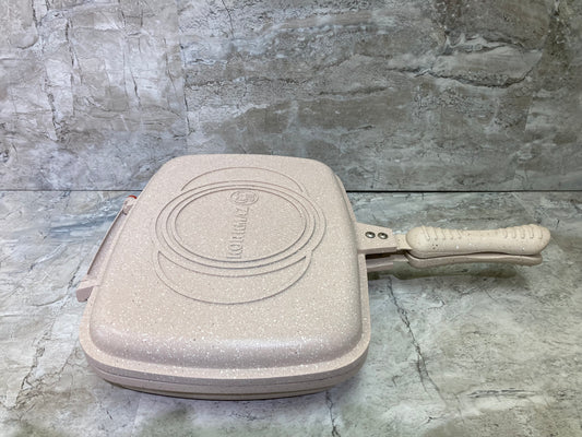 Cookware Cooking double sided fry pan rectangular shape stove top kitchen .