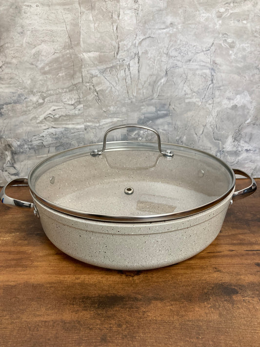 Granite coated Cooking Low Pot Casserole 3.5 Liters ( approx 3.7 QT) Stock pot ,Non Stick Kitchen stainless steel handles.