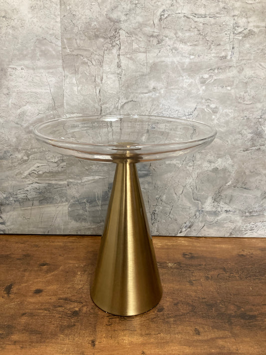 Center piece fruits cake glass top and metal base elegant classy unique home decor .