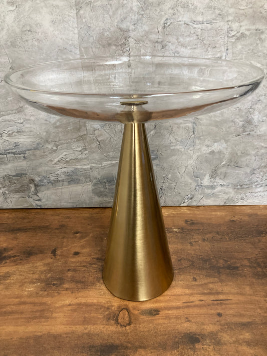 Center piece fruits cake glass top and metal base elegant classy unique home decor . Large.