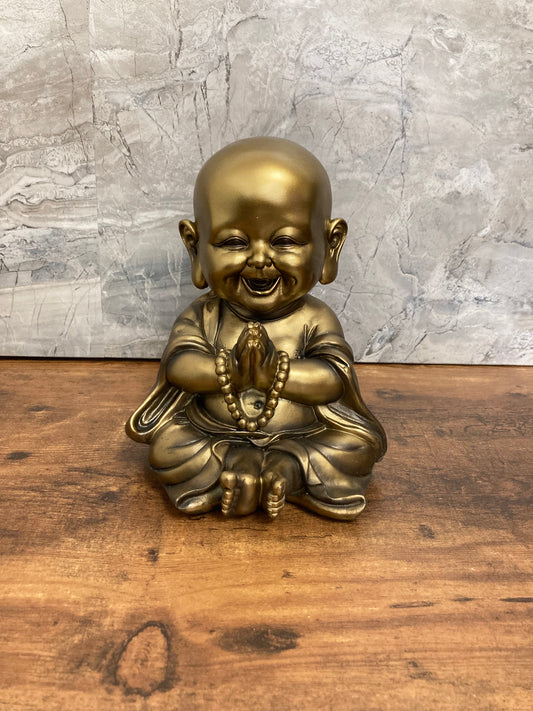 Golden Buddha Monk Baby statue meditation faith with ploy resin.