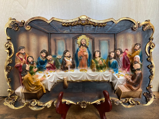 Last Supper wall hanging 3D figurine picture frame shape . Unique elegant Home decor .