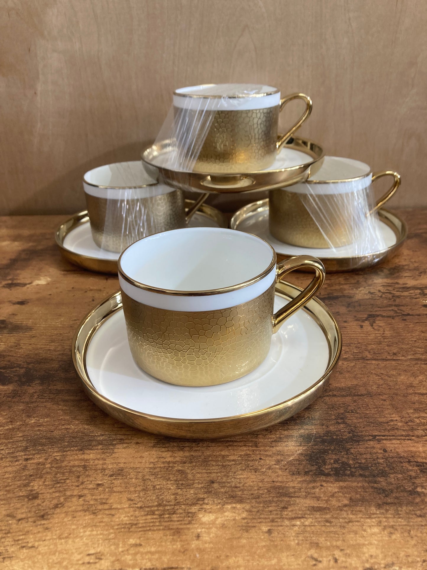 Coffee tea cups set of 4 with gold pattern elegant , modern and classy home decor.