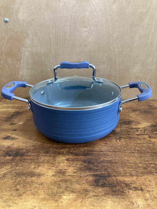 Cookware nonstock 3 QT bottom induction pot with glass cover. PFOA FREE ceramic coated.