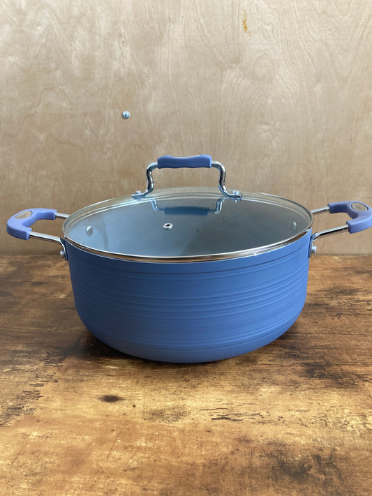 Cookware nonstock 7.5 QT bottom induction pot with glass cover. PFOA FREE ceramic coated.