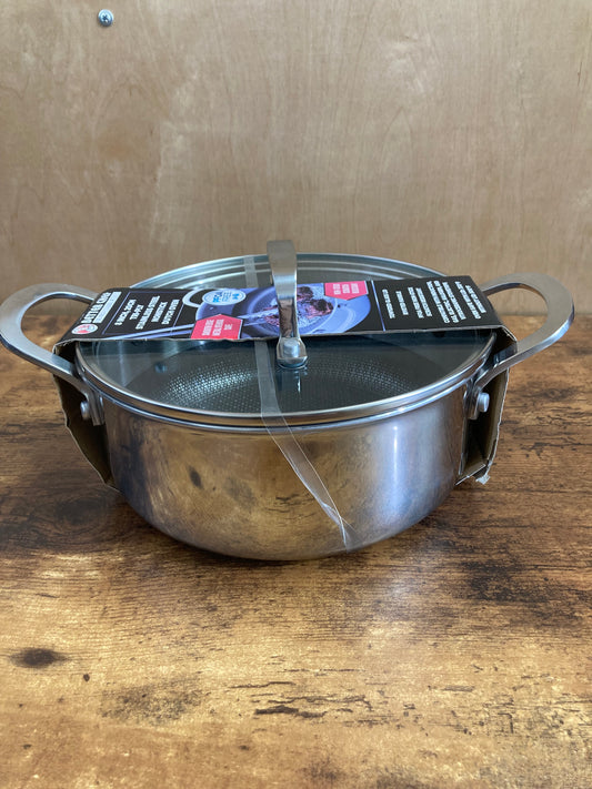 Cookware nonstock PFOA FREE 3 QT Stainless steel pot oven safe with glass cover.