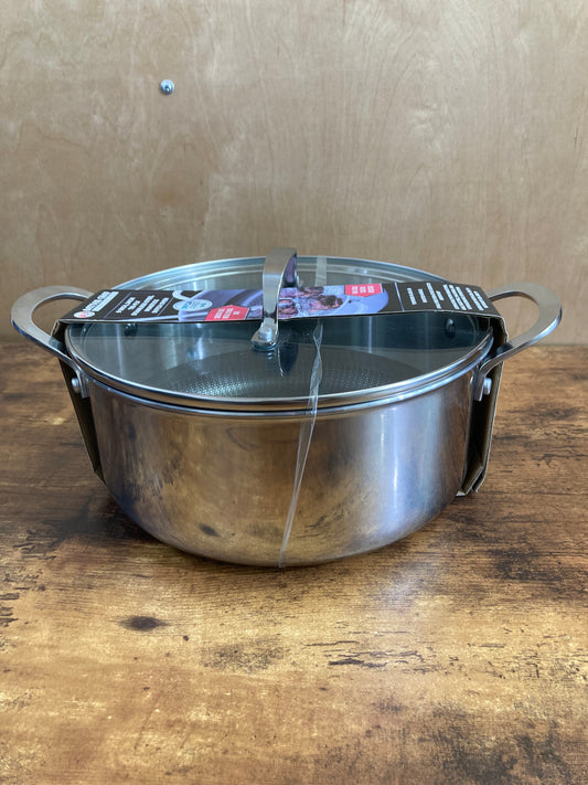 Cookware nonstock PFOA FREE 5 QT Stainless steel pot oven safe with glass cover.