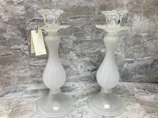 Classy and elegant Candle holder (set of 2) Clear and Frosted Glass