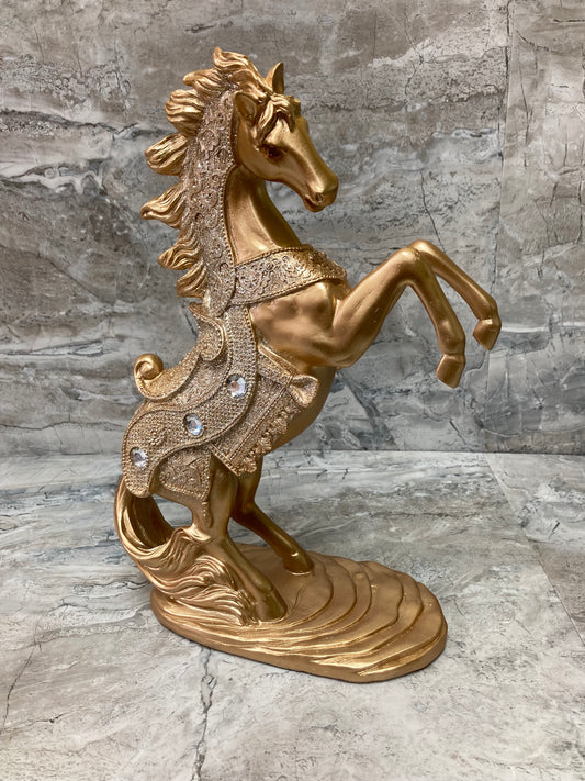 Golden Horse figurine statue home decor resin Stallion  Glitter