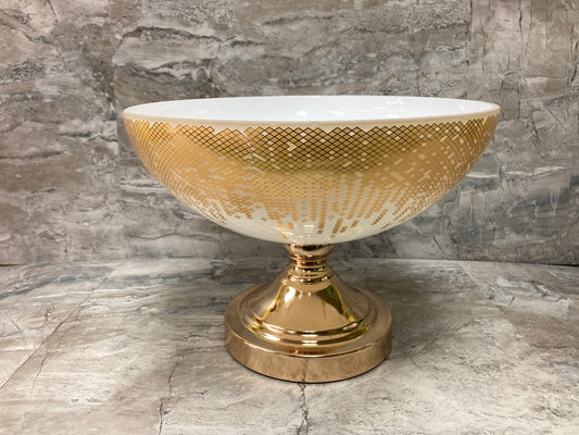 Elegant Classy Round Fruit Serving Bowl ,Glass Top, Metal Base.Home Decor.