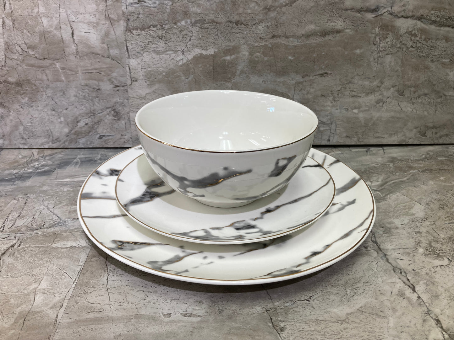 White Ceramic Marble pattern Dinner set for 6 ,Plate , bowl , Salad Dinnerware set Home Decor